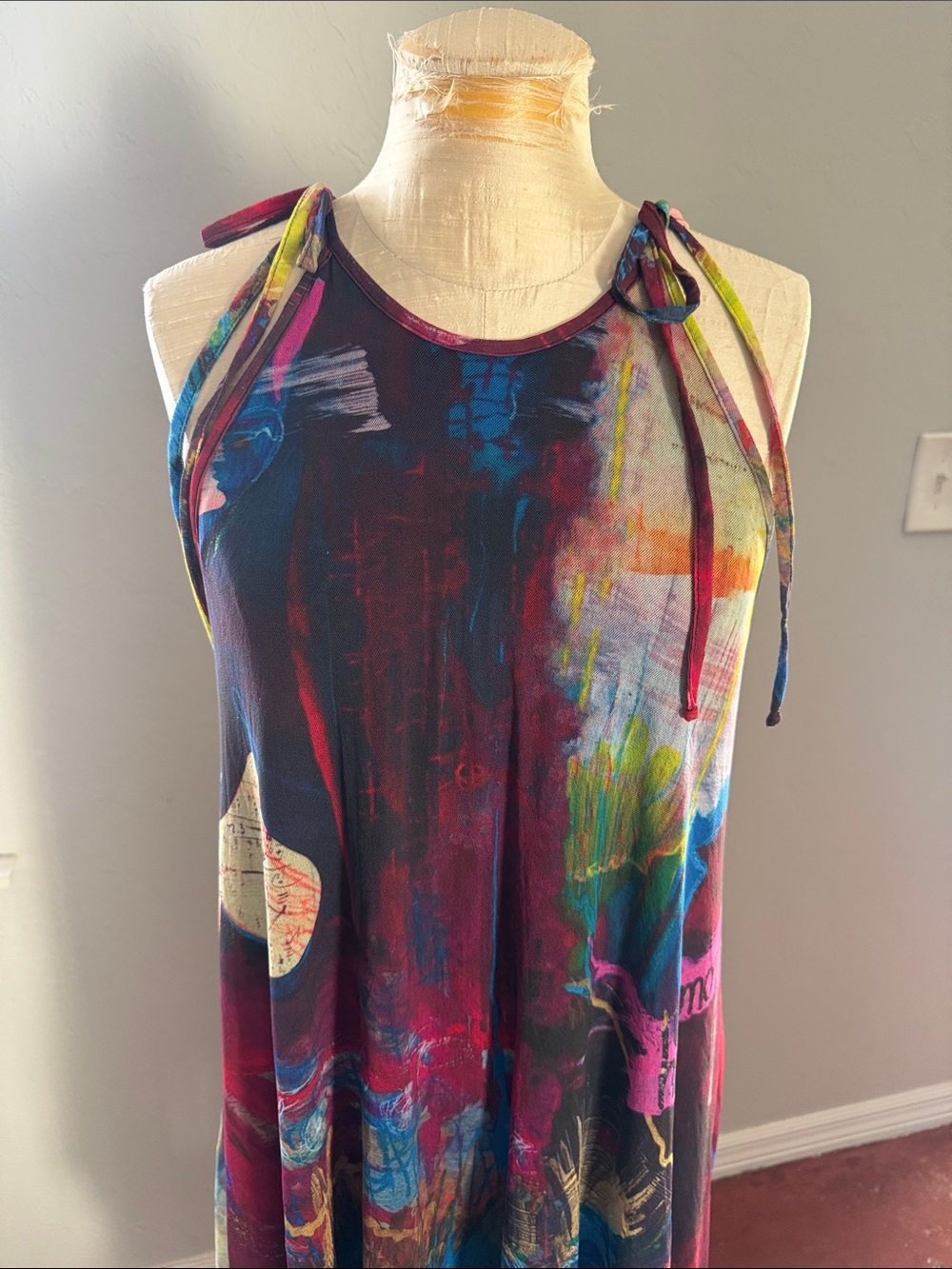 Petit poi’s Multicolor Tie-Shoulder Maxi Dress - Picture 3 of 7